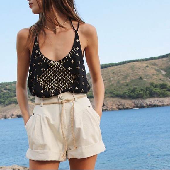 FREE PEOPLE Black Gold Time To Shine Knit Tank Top - Picture 5 of 8